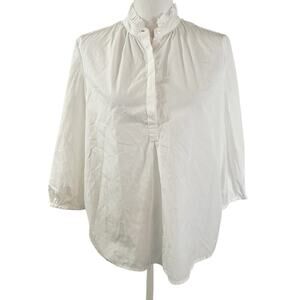 Trovato Birds of Paradis Womens Classic White Popover Blouse Size Small